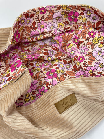 Koko Kapoochie Summer Style  Pup Sling - Hot Pink Mia & Natural Beige Corduroy.