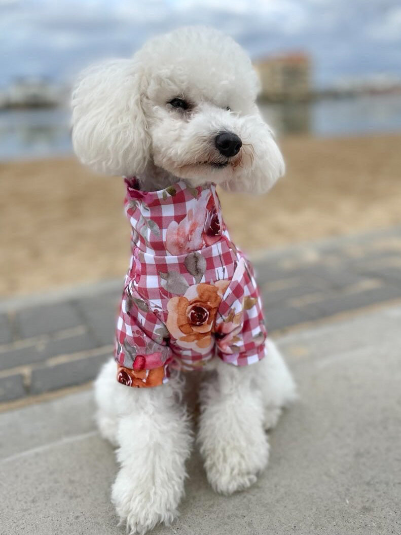 Raspberry Gingham & Floral Sweater
