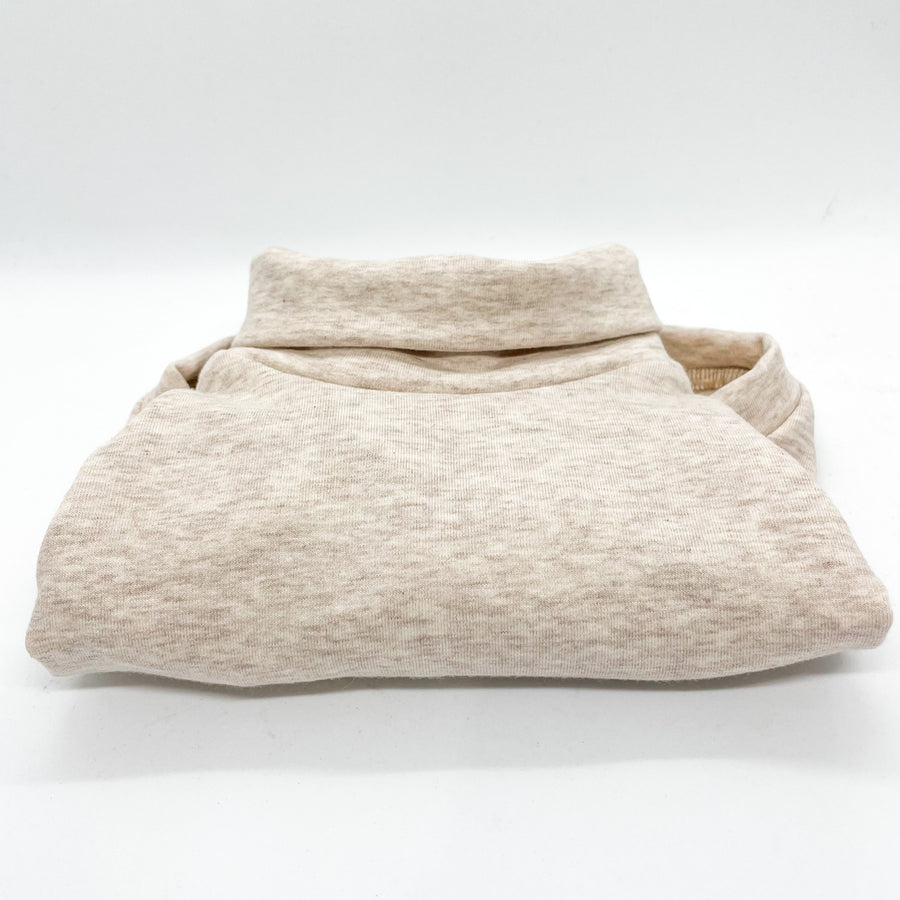 Melange Cream Fleece Turtleneck Sweater