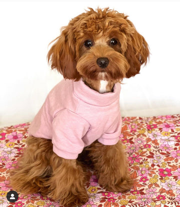 Melange Dusty Pink Fleece Turtleneck Sweater